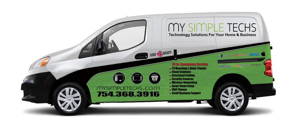 My Simple Techs service van, marked with our logo and phone number